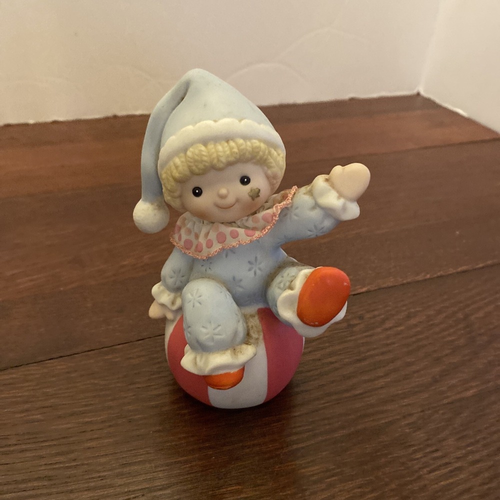Vintage Homco Baby Boy Clown Sitting on Ball Porcelain Figurine #1451